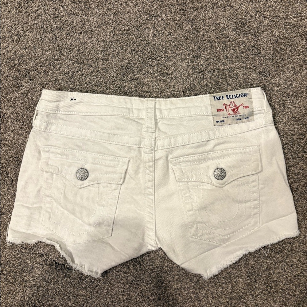 True Religion Women's White Jean Shorts
